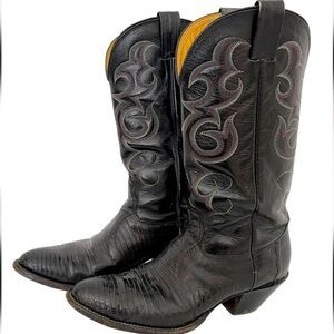 Nocona Size 9 Lizard Skin & Leather Cowboy Boots - Vintage